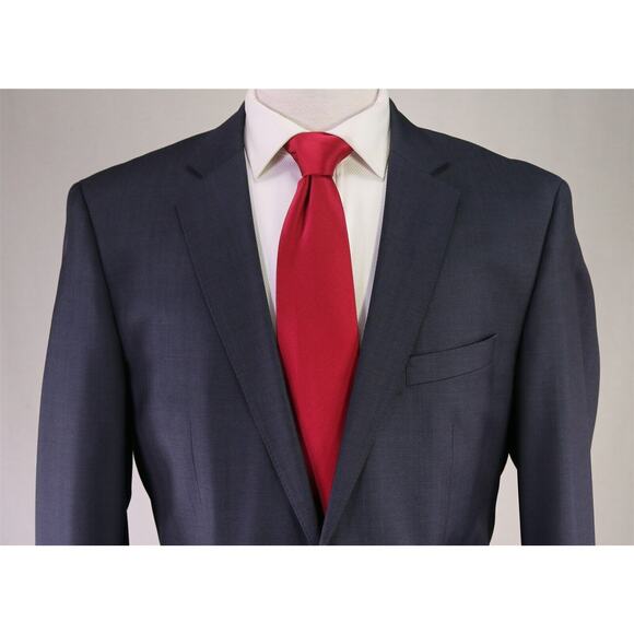 Hugo Boss The Jam/Sharp Solid Navy Blue Super 130's Wool 2-Btn Suit 40L - Picture 3 of 11